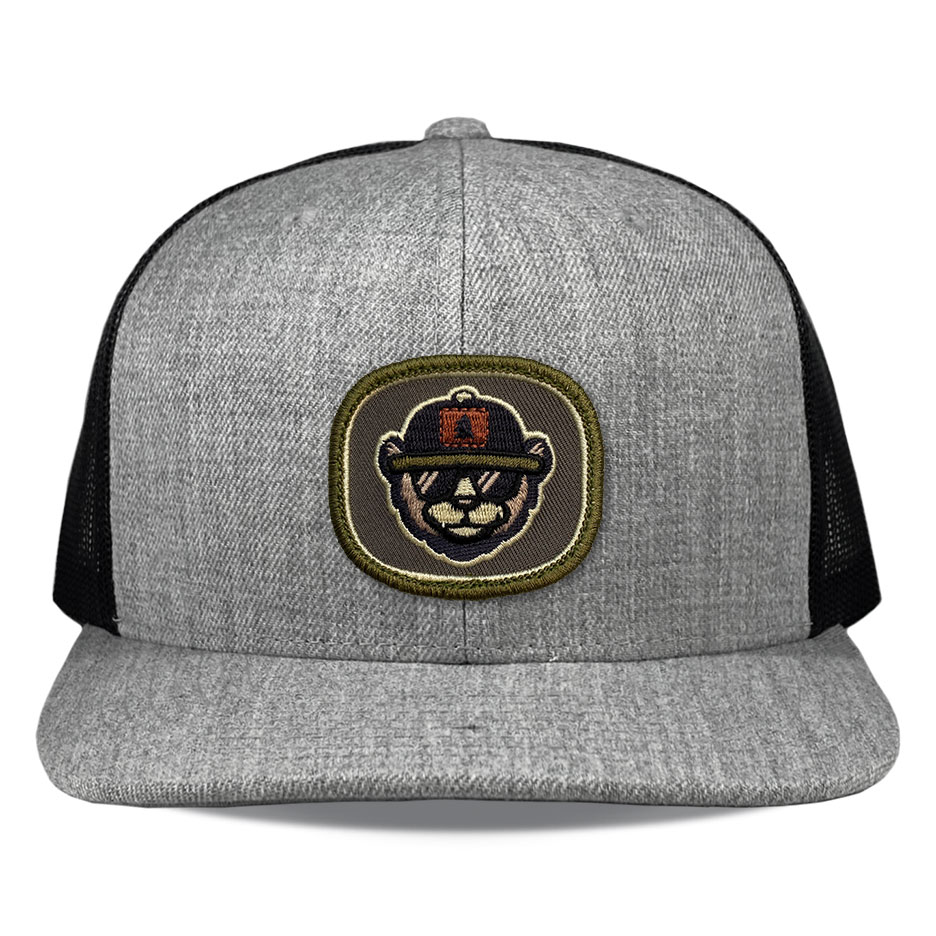 Richardson R511 Heather Black Embroidered Bear Patch Hat