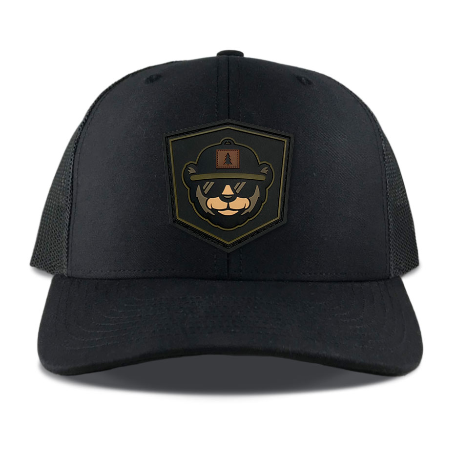 Richardson 112 Black Pvc Bear Patch Hats