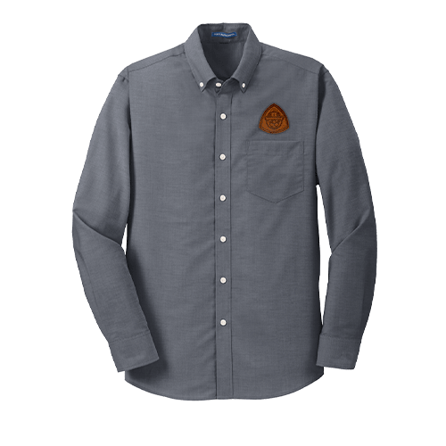 S658 Port Authority Custom Dress Shirt With Embossed Logo Leather Patch