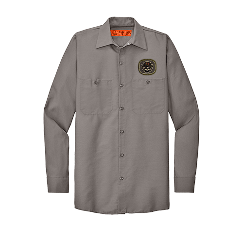 SP14 Red Kap Industrial Work Shirt With Embroidered Fabric Patch