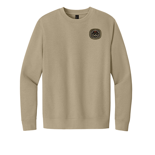 Tan Crewneck Sweatshirt Custom Logo Patch Apparel