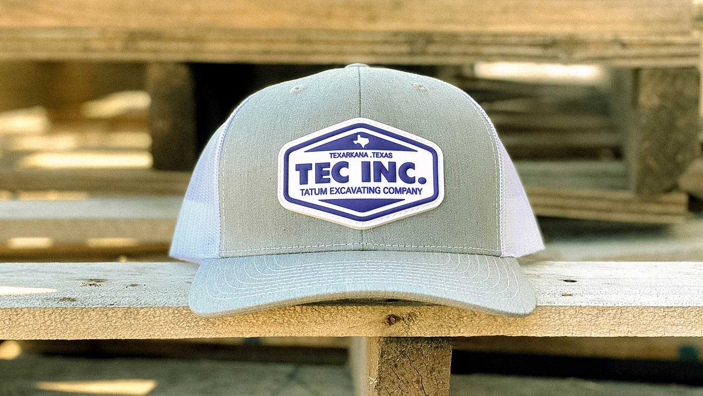 Grey and white trucker with custom texas pvc patch 