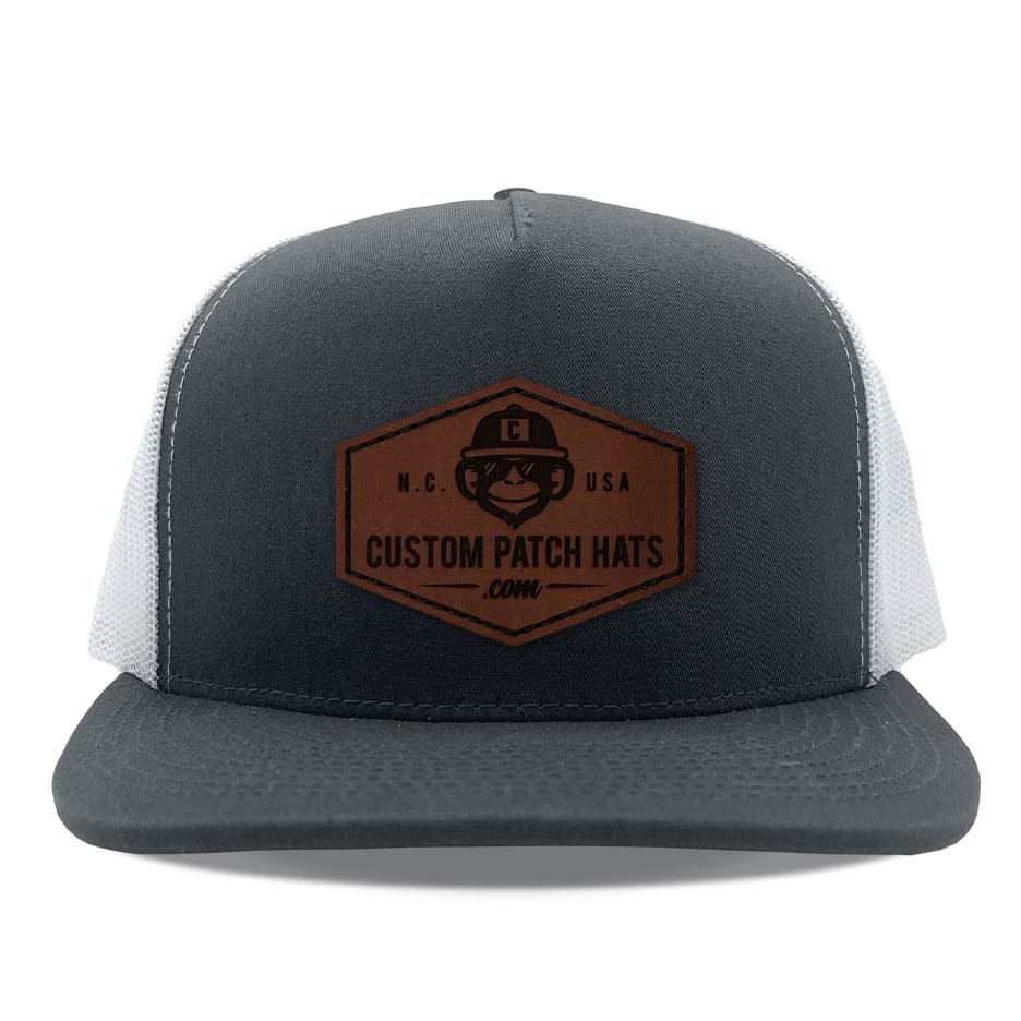 Y6006 Charcoal White Throwback Leather Patch hat