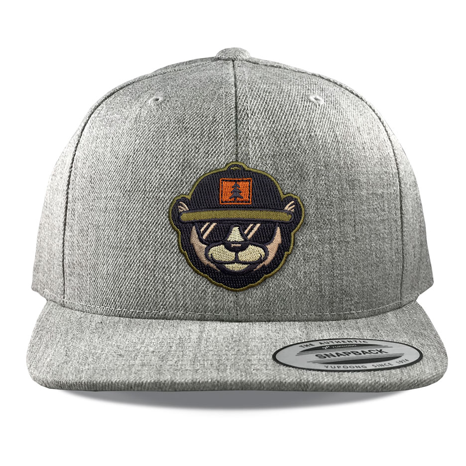 Y6089 Heather Die Cut Embroidered Bear Patch Hats