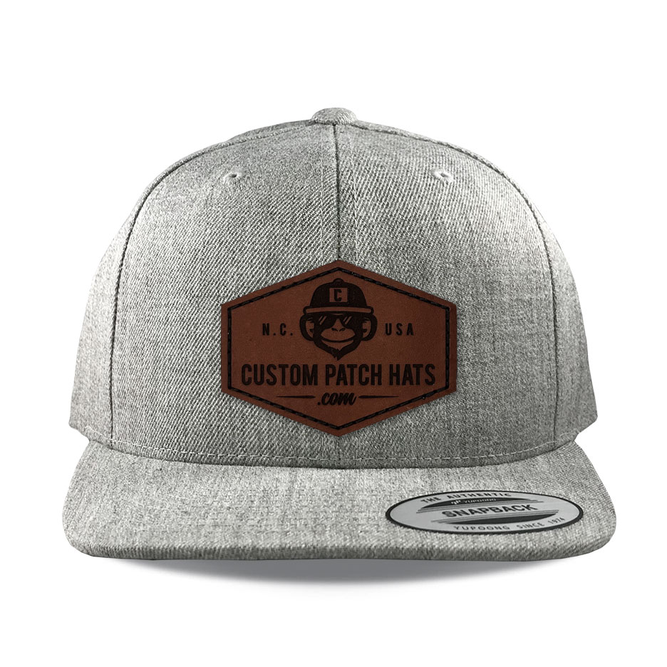 Y6089 Heather Grey Throwback Leather Patch hat