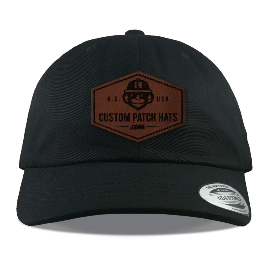 Y6245 Black Throwback Leather Patch hat