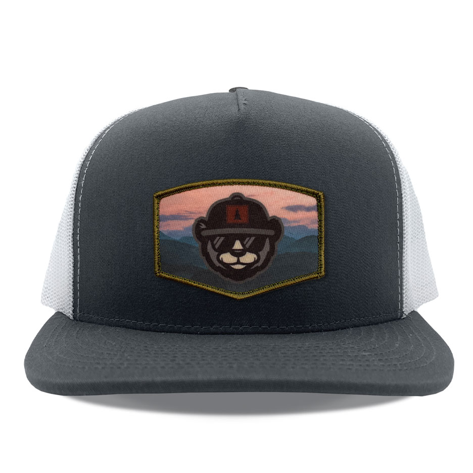 Yupoong 6006 Charcoal White Sublimated Patch Hats