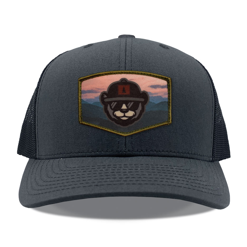Yupoong 6606 Charcoal Black Sublimated Patch Hats