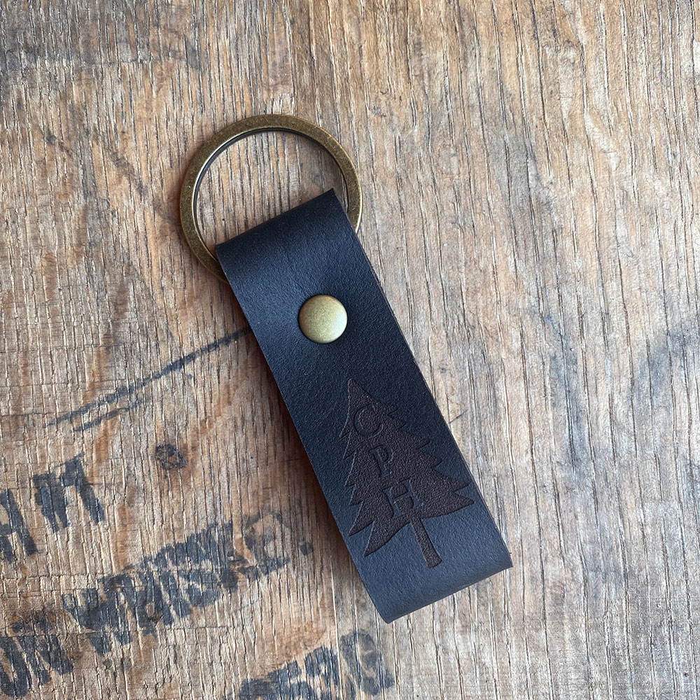 Custom Black Leather Keychain