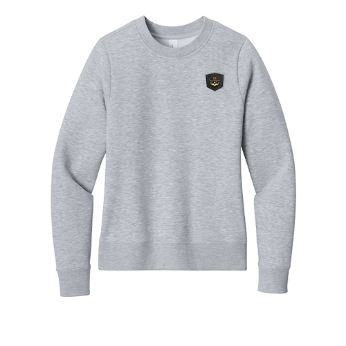 Premium District women's fleece crewneck customized with a modern 3D PVC logo.