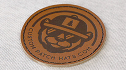 Custom Stamped Leather Patch Hats and Apparel option