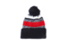 August Cap Pom Striped Beanie White:red:navy Cap August Cap Pom Striped Beanie White:red:navy Cap