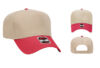 OTTO 31 069 5 Panel Baseball Cap - Color: Red/Khaki OTTO 31 069 5 Panel Low Crown Baseball Cap Royal Black Red Khaki Cap