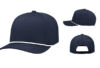 Pacific Headwear Weekender Perforated Snapback P424 - Color: Navy/White Angled Views of Navy Pacific Headwear Weekender Snapback Hat With White Rope