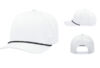 Pacific Headwear Weekender Perforated Snapback P424 - Color: White/Black/White Multiple angles showcasing the Pacific Headwear Weekender Perforated P424 in White with Black Rope