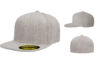 Flexfit 6210FF Fitted Flat Bill Cap - Color: Heather Grey Flexfit 6210FF 210 Heather Grey