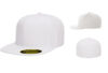 Flexfit 6210FF Fitted Flat Bill Cap - Color: White Flexfit 6210FF 210 White