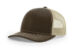 Richardson 112 custom hat with brown front panels, khaki mesh, and matching visor – blank trucker hat for patch or embroidery work