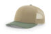 "Richardson 112 trucker hat with khaki front, loden green mesh, and matching visor – blank cap for custom patch or embroidered logo