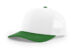 Richardson 112 trucker hat with white front, kelly green mesh, and matching green visor – blank cap for custom patch design