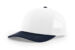 Richardson 112 trucker hat with white front panels, navy mesh, and matching navy visor – blank hat for custom logo or embroidery