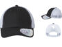 Infinity Her Womens Ponytail Trucker Black White front and sides. Custom hats for women.