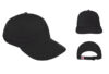 Royal Apparel B77540u Dad Hat Black Black Royal Apparel dad hat made in the USA, shown from front, back, and side angles with USA flag tag on adjustable strap.