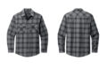 Port Authority W668 Plaid Flannel Shirt Grey Black Open Plaid