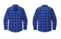 Port Authority W668 Plaid Flannel Shirt Royal Black Open Plaid