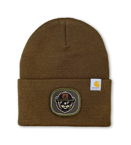 Carhartt Watch Cap beanie with embroidered patch logo, custom design.