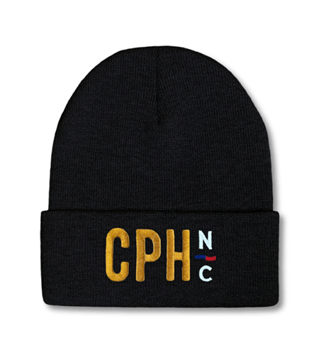 Custom cuffed beanie with direct embroidery logo.