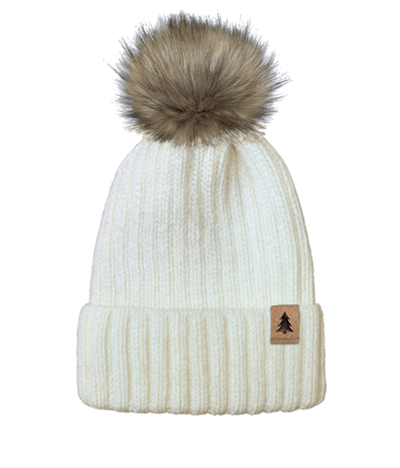 Custom Pom Beanie With Suede Clip Label For Logo Placement 2