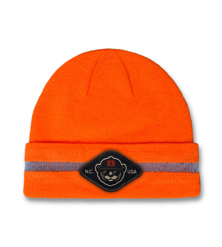 CornerStone hi-vis beanie with woven patch logo, safety winter hat.