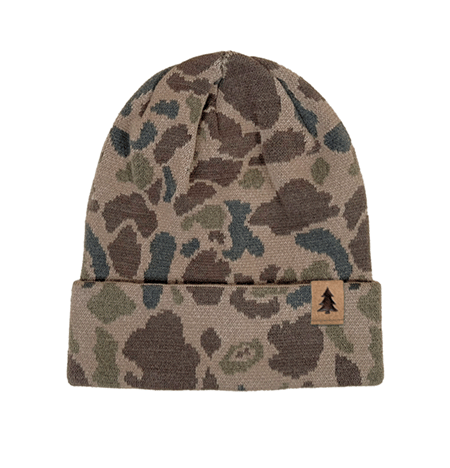 Richardson Camo Knit Beanie With Personalized Suede Clip Label Logo 2