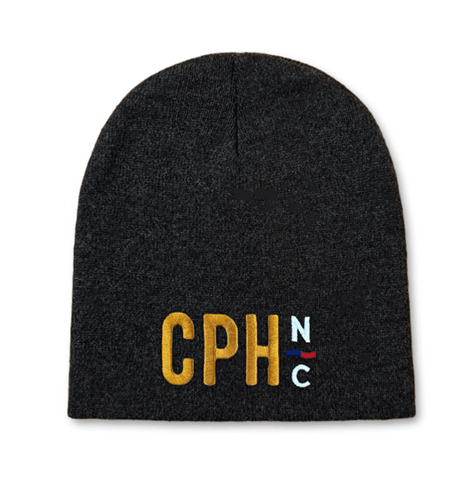 Custom acrylic 8-inch beanie with direct embroidery logo.