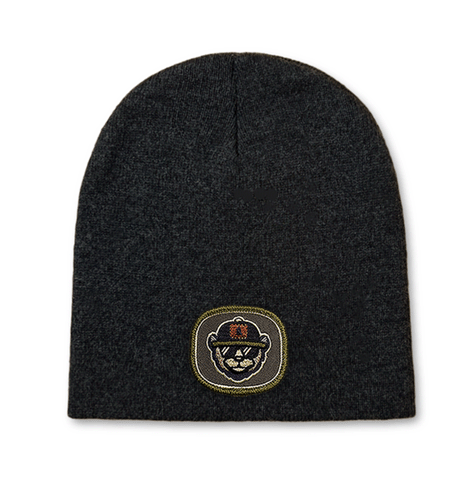 Sportsman beanie with embroidered patch logo, wholesale custom hats.