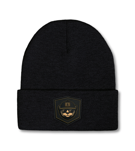 Sportsman cuffed beanie with PVC rubber patch customization