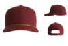 Imperial 7054 6 Panel Performance Wingman Rope Hat Black Cherry Deep Gold