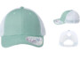 Infinity Her Womens Ponytail Trucker Seafoam White front and sides. Custom Hats for girls sports team.