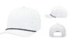 Multiple angles showcasing the Pacific Headwear Weekender Perforated P424 in White with Black Rope
