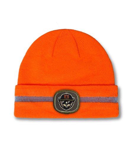 CornerStone hi-vis beanie with embroidered patch logo.