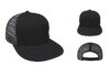 Black Royal Apparel low-style trucker hat with structured front and black mesh back. Made in the USA.