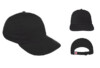 Black Royal Apparel dad hat made in the USA, shown from front, back, and side angles with USA flag tag on adjustable strap.