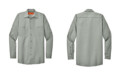SP14 Red Kap Long Sleeve Industrial Work Shirt Light Grey
