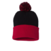 Sportsman SP15 12 Pom Pom Cuffed Beanie - Black Red