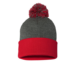 Sportsman SP15 12 Pom Pom Cuffed Beanie - Dark Heather Grey Red