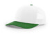 Richardson 112 trucker hat with white front, kelly green mesh, and matching green visor – blank cap for custom patch design