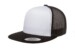 Yupoong 6006 Flat Bill Trucker Black White Black Hat