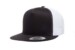 Yupoong 6006 Flat Bill Trucker Black White Hat