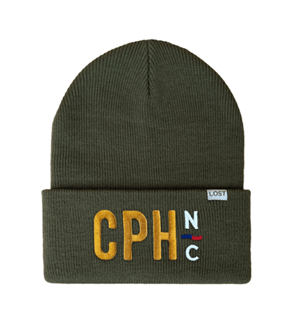 Custom Cold Front knit beanie with direct embroidery logo.